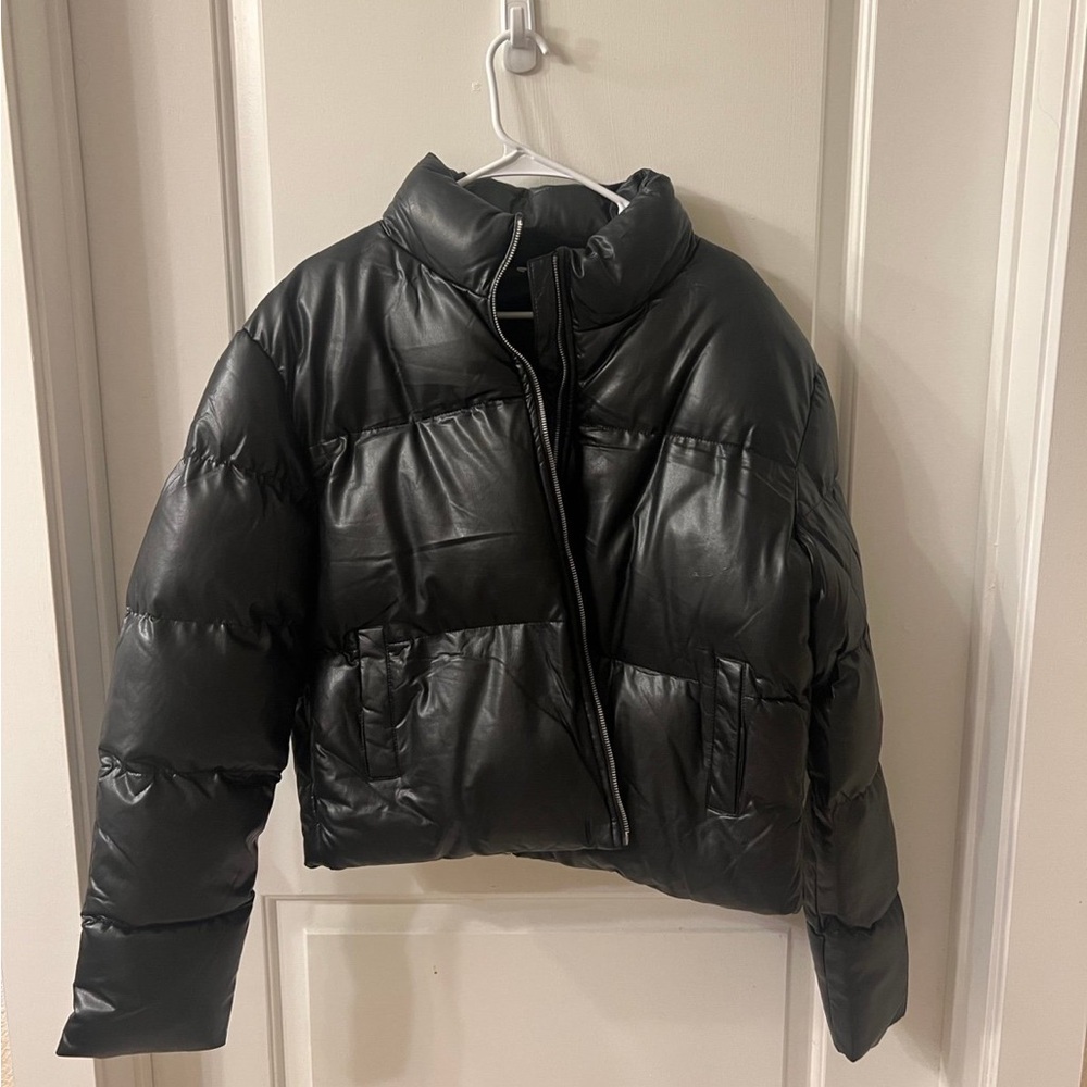 NWT 12th Tribe Faux Leather Puffer L